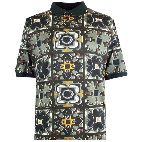 Espionage Abstract Print Polo Shirt Dark Olive